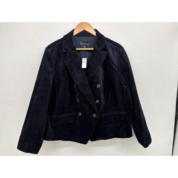 Talbots Womens Corduroy Jacket Size 16W Blazer Navy Blue NWT - Picture 2 of 6
